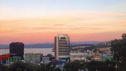 View over Wellington city at sunset.