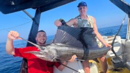 posing with a sailfish in mexico