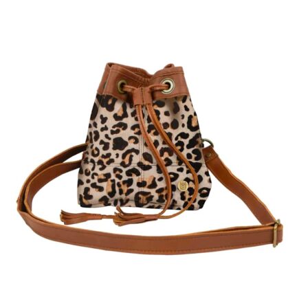 Mahi Leather Mini Bucket Bag Leopard Brown