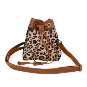 Mahi Leather Mini Bucket Bag Leopard Brown