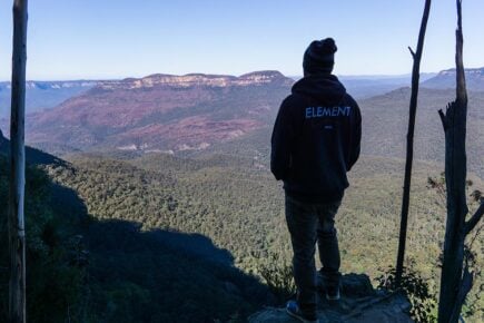 A person looking out over the Blue Mountains in New South Wales, Australia