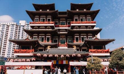 The Buddha Tooth relic temple in Chinatown, Singapore.