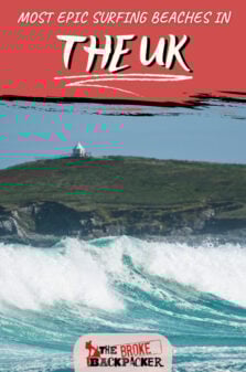 Best surfing Beaches in the UK Pinterest Image. United Kingdom