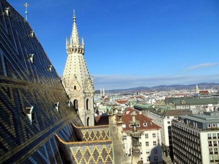 The view from the roof of the cathedral in Vienna, Austria