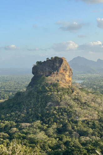 view of lion rock from pidurangala rock, sri lanka