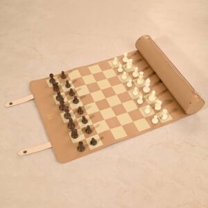 DN DECONATION Folding Roll Up Leather Chess Set