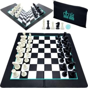 Mini Chess Set with Staunton Pieces and Canvas Travel Bag