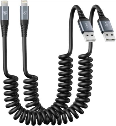 coiled lightning usb cable
