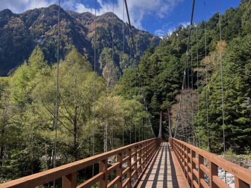 bridge in kamikochi national park, japan
